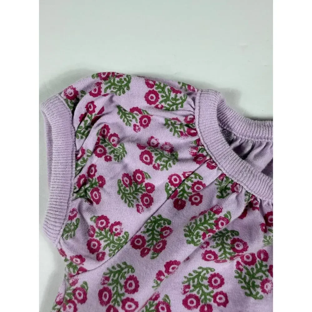Tea Collection Floral Henley Romper Pink Purple Size 12-18 Months